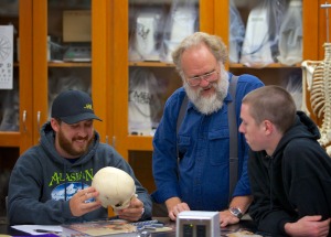 Photos courtesy of Kenai Peninsula College. Dr. David Wartinbee works with students in one of his classes in the biology department. He’s retiring at the end of this semester.